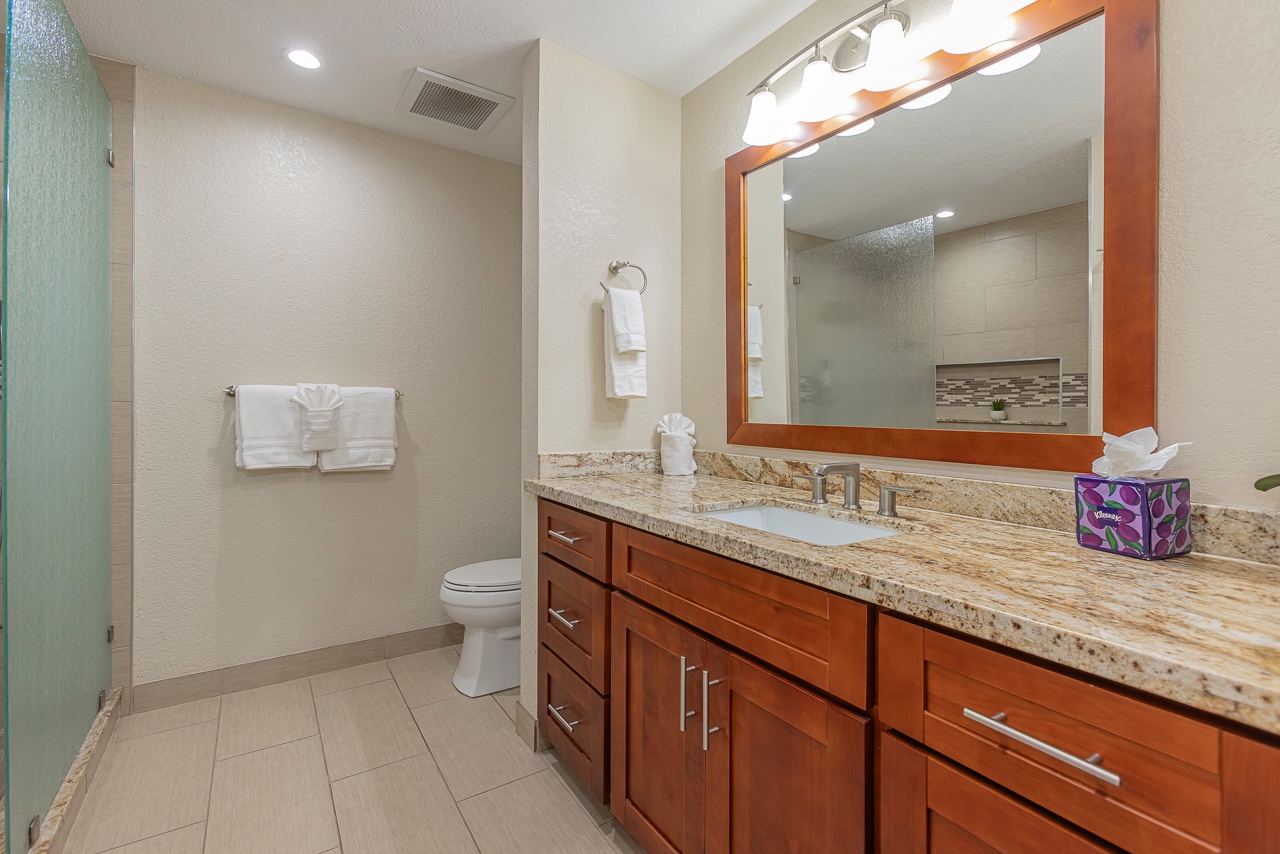 Large vanity area makes getting ready a breeze