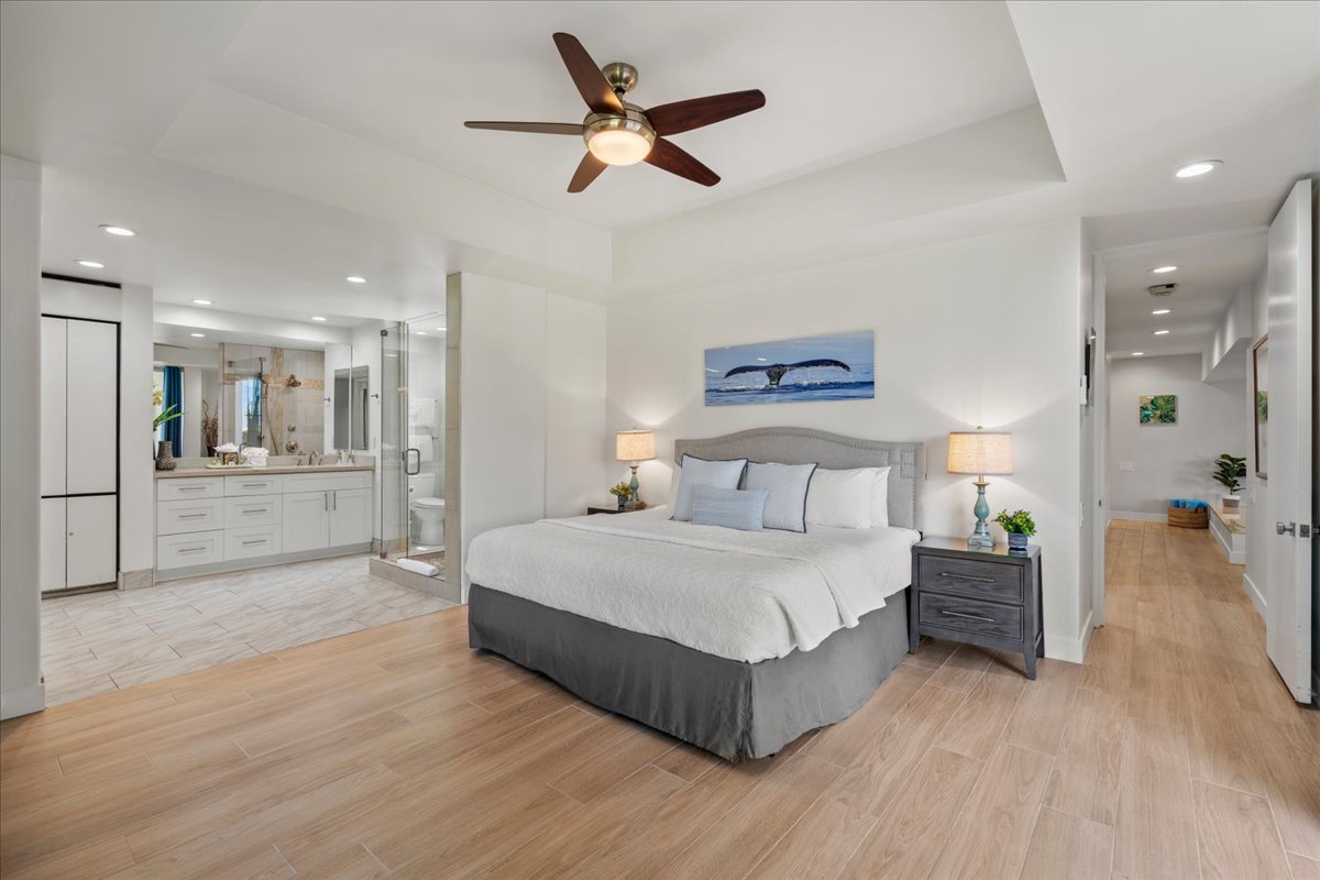 Unwind in the inviting primary suite after a day in Wailea