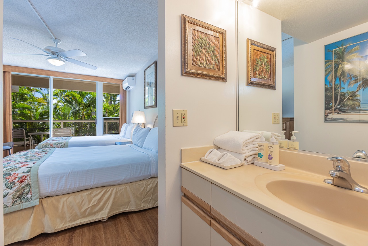 Comfortable guest bath connected seamlessly to the bedroom