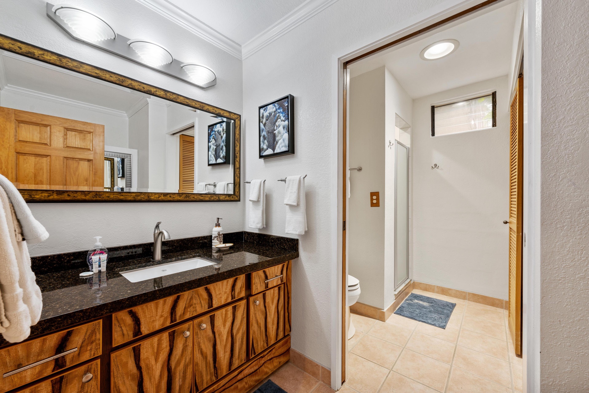 Spacious guest bathroom