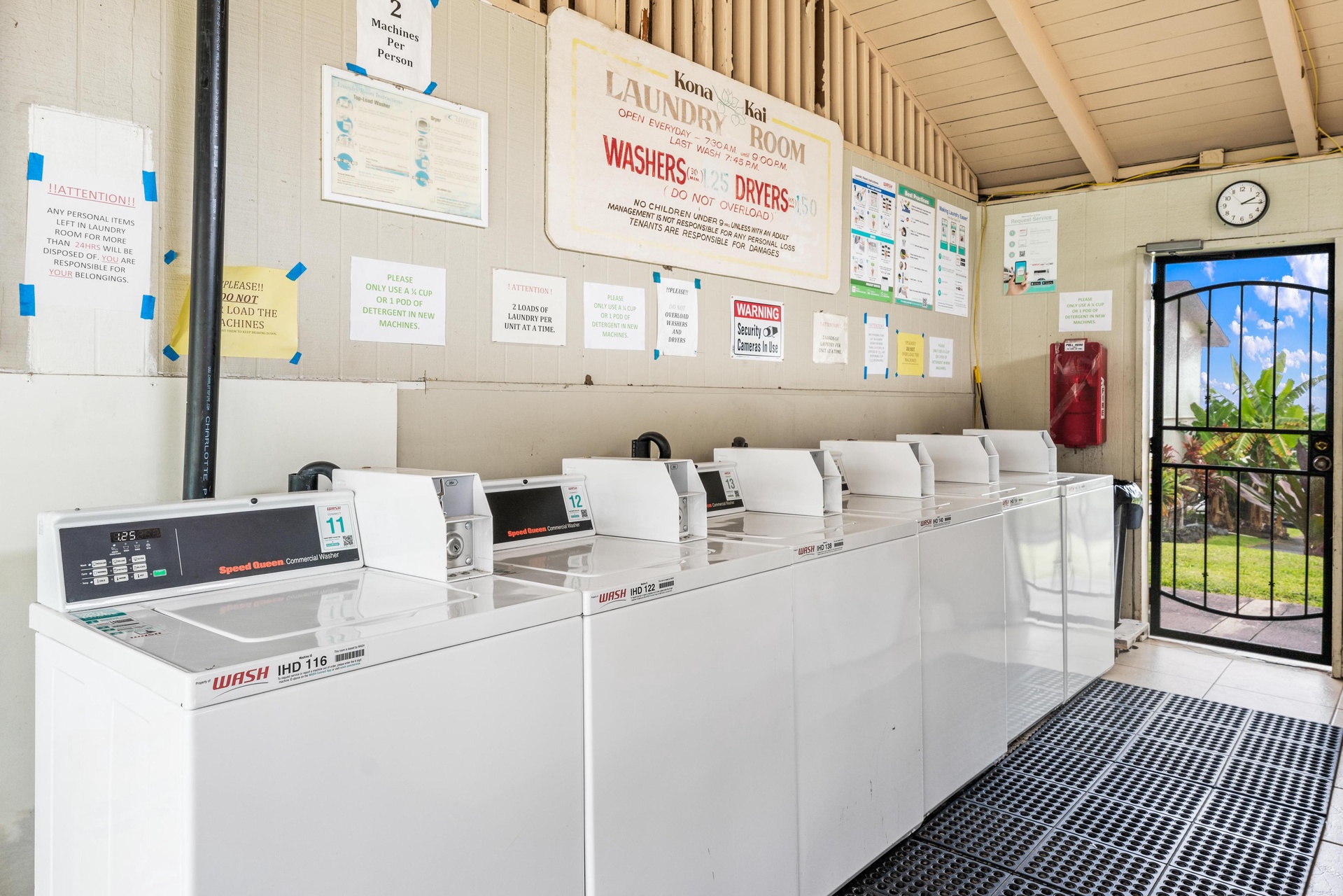 Coin operated washing machines on property