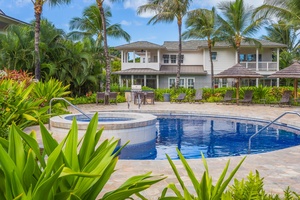 The crystal blue waters of the pool at Coconut Plantation.