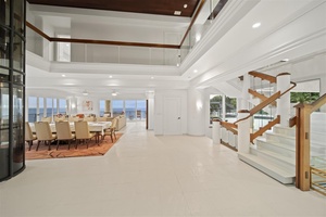 The formal dining area with seating for twelve.