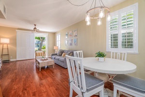 Dining area with table for four.