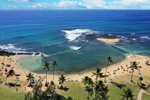 Poipu Beach Park Aerial shot.