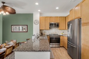 A chef’s dream kitchen with ample counter space and modern appliances for effortless meal prep.