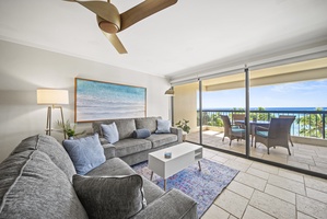 Soak in panoramic ocean views from the comfort of the open-concept living room.