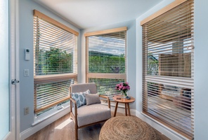 The chic reading nook is the favorite of the bookworm of the family.