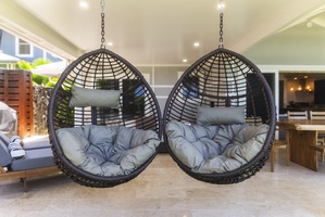 Swing chairs made for morning coffee or breezy afternoon naps.