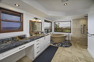 Stan alone tub with tropical views