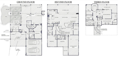 Complete floor plan for Mermaid Cove—visualize your space across three levels of luxe oceanfront living.