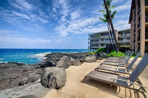 Lounge in the sun in the man made beach area