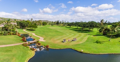 The Ko Olina golf course with waterfalls.