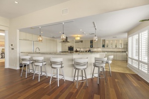 Bar seating at the kitchen counter