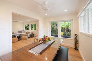 Enjoy culinary moments with a backdrop of tropical greenery—our dining space offers both serenity and style.