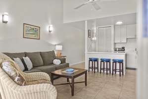 Seamless flow and connection between the living, dining and kitchen areas.