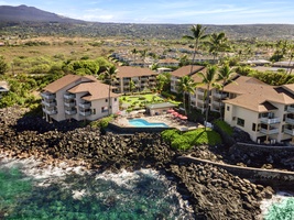 Enjoy gated privacy and resort-style amenities in this oceanfront complex on lava rock cliffs.