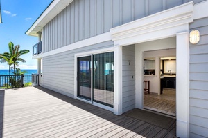 Entry to the condo and path to the man made beach area