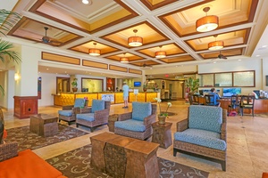 The welcoming lobby provides a comfortable space to relax while checking in or waiting for your next adventure