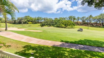 Scenic golf course with lush fairways and mature trees creating a peaceful tropical setting.