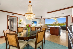 Elegant dining area for your group with views to the ocean.