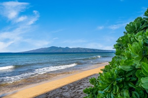Soak in stunning beach views with Moloka‘i on the horizon at Mahana 1118.