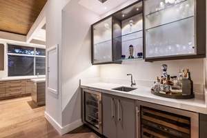 Dedicated wet bar and beverage center—ideal for evening cocktails or wine nights in.
