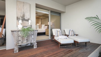 Start your morning or wind down at night on this peaceful private lanai off the bedroom.