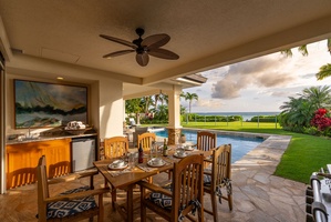 Gather for open-air dining as tropical breezes and sweeping coastal views set the scene.