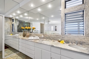 Large Primary bathroom with dual vanities