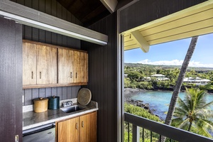 The bar area with mini fridge is perfect for entertaining!