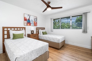 Twin beds can be configured into a king upon request—ideal for families or friends.