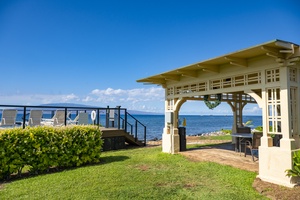 Oceanfront pavilion near the pool—ideal for shaded relaxation and whale watching in season.