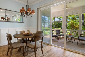 Enjoy open-air dining steps from your living room, perfect for quiet breakfasts or sunset dinners.