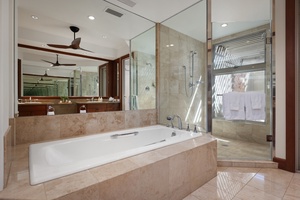 Alternate view of ensuite showcasing soaking tub.