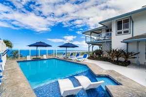 The pool offers chaise loungers to relax.