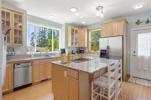 Stylish and functional kitchen island countertop, perfect for meal prep and entertaining guests