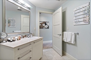 Enjoy the convenience and clean design of this well-appointed bathroom, perfect for refreshing after a day out.