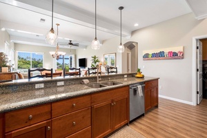 The kitchen has amazing views and is fully open to the living areas.