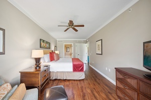 Spacious and serene, the guest bedroom at Honua Kai Konea 204 is ideal for families or couples traveling together.