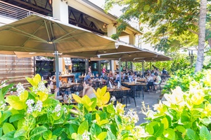 Shopping and dining at the resort.