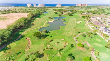 Aerial view of the golf course.