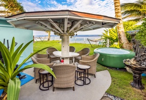 Unwind in the private oceanview hot tub just steps from the shoreline, where sunrise colors and steady sea breezes set the tone for relaxed North Shore living.