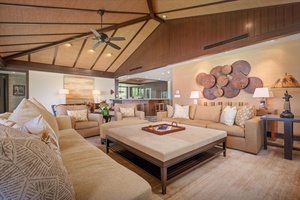 Gather in the spacious great room beneath Mahogany beams—luxury meets Ohana hospitality.