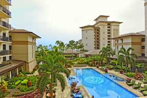 The heated lap pool at the Beach Villas.