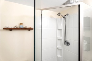 Modern and sleek secondary bathroom with a spacious walk-in shower for comfort.