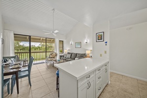 Open concept with kitchen and living room.
