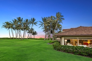 Experience the estate’s tranquil beauty during sunset with expansive views.