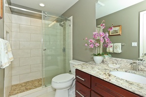 The second guest bathroom has a walk-in shower.