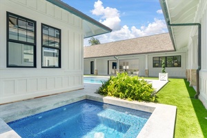 Private spa tucked beside the main home for quiet soaks and peaceful moments.
